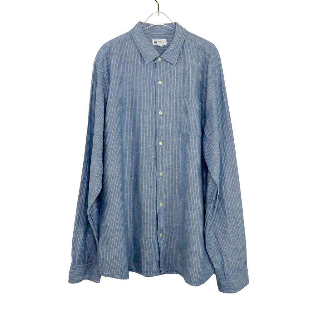 GAP Men's Blue Button Down Shirt Standard Fit Stretch Dress Shirt Large Preppy